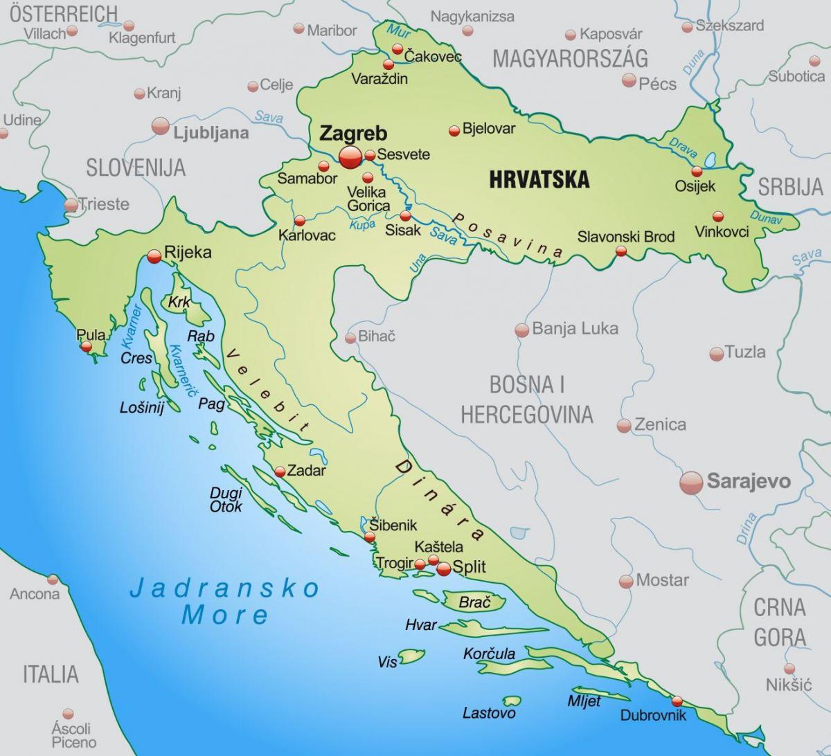 le nord de la croatie carte