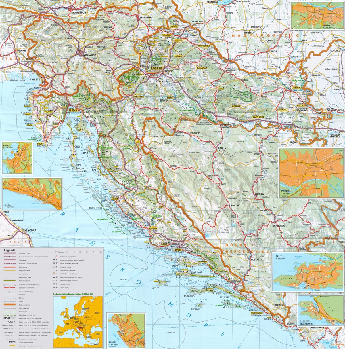 capitale de la croatie carte