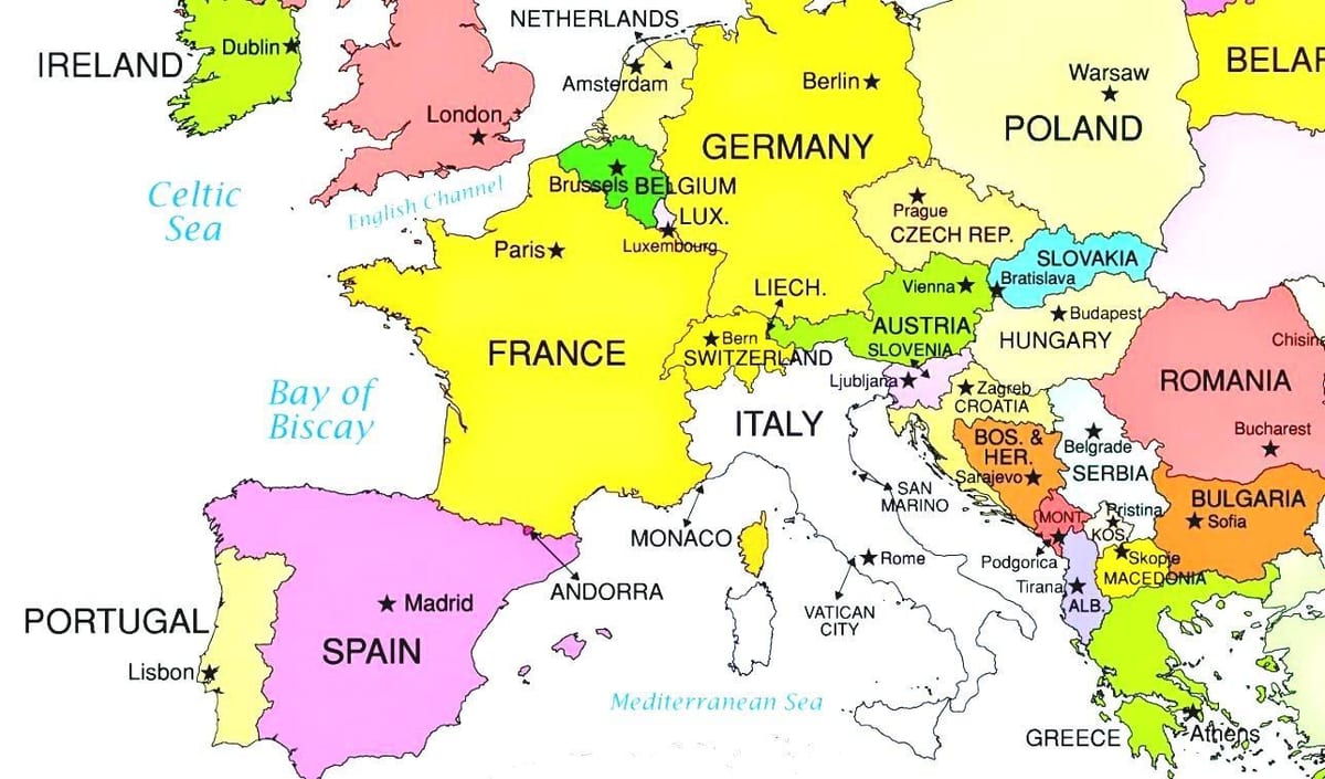 carte de l'europe montrant la croatie