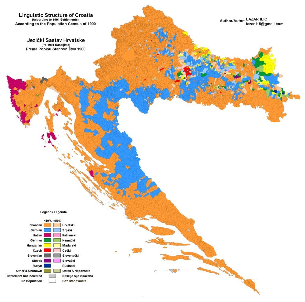 carte de la carte ethnique de la croatie
