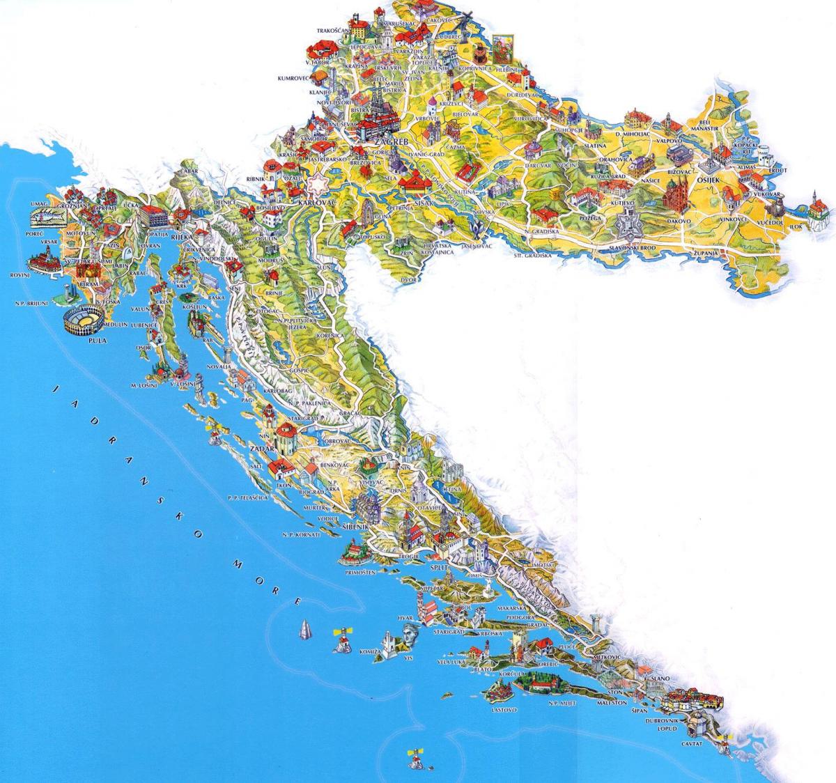la croatie attractions touristiques de la carte