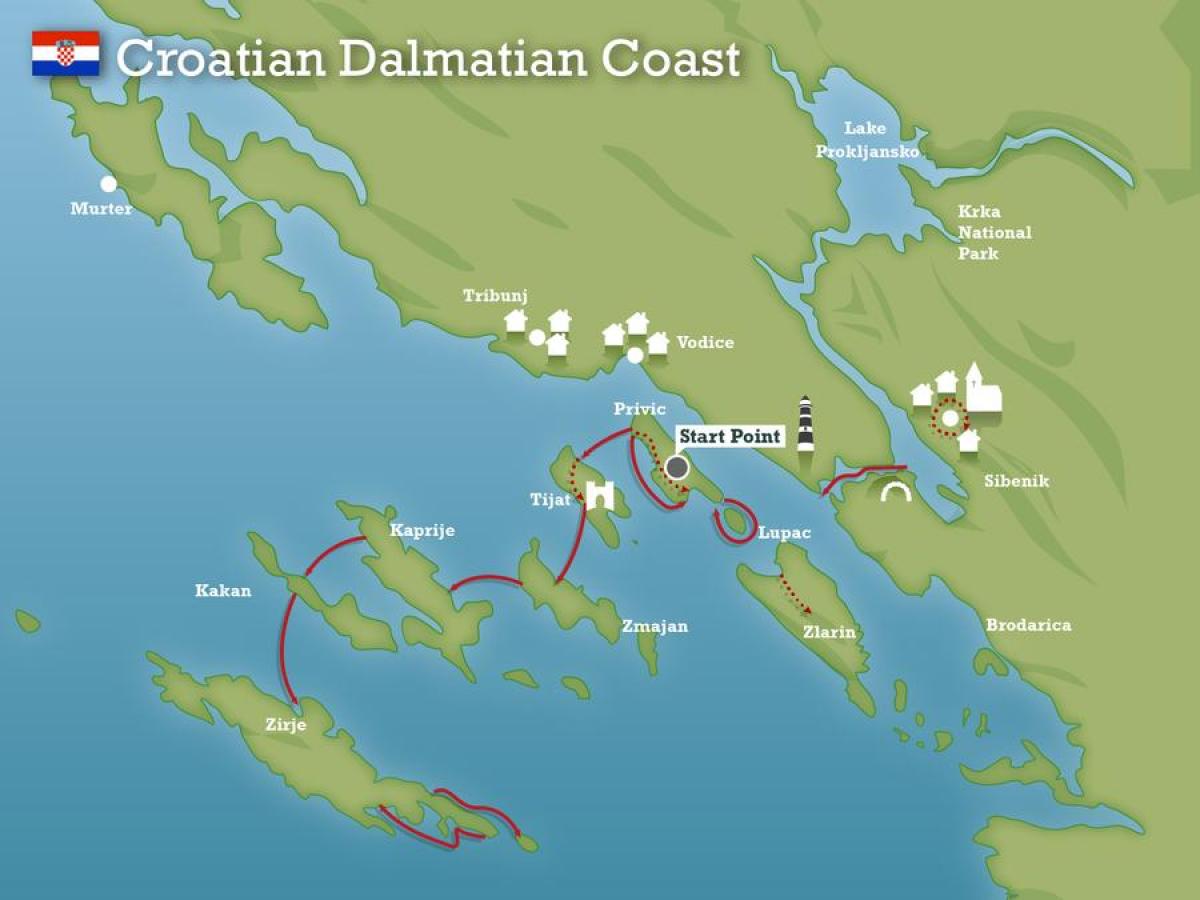 la côte adriatique de la croatie carte