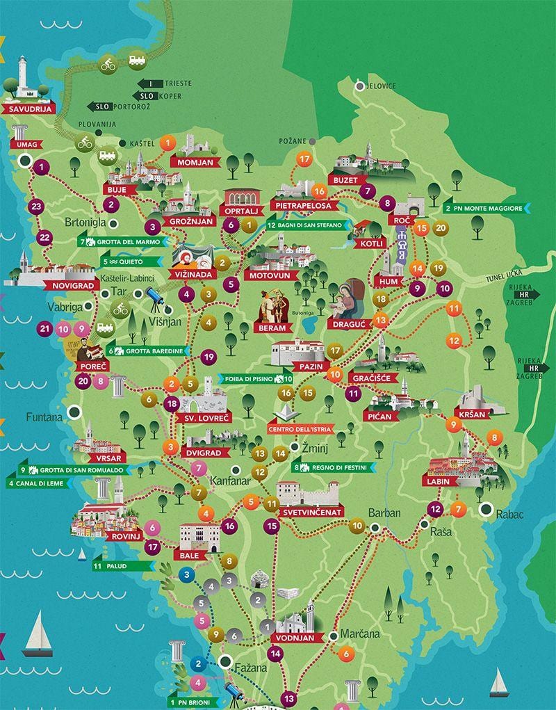 carte de l'istrie, croatie