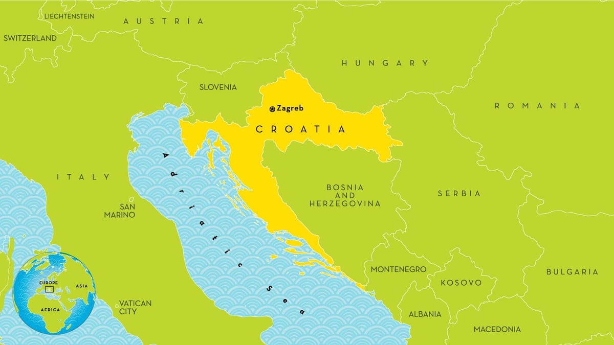 carte des pays à proximité de la croatie