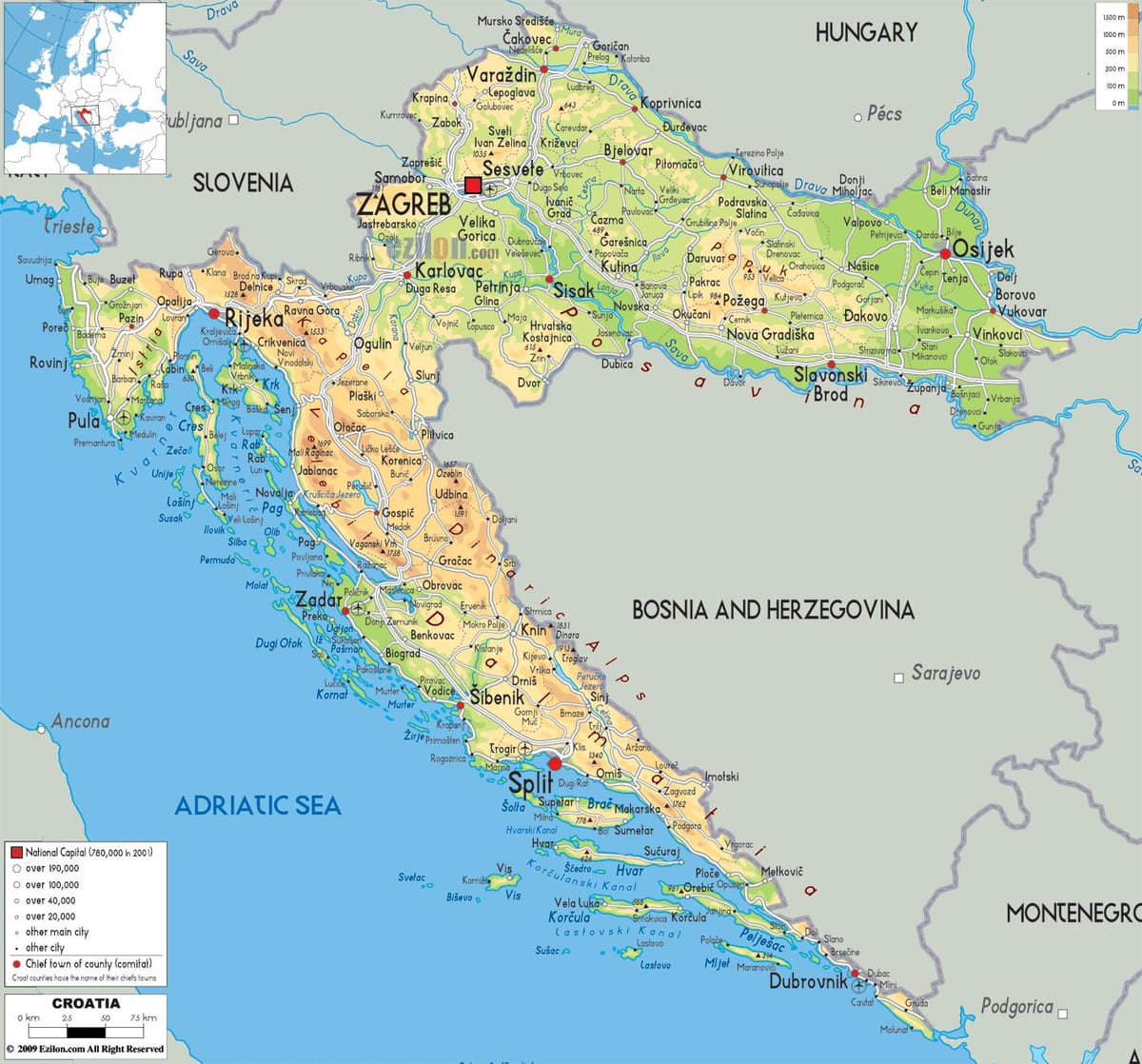 carte de la croatie de la rivière
