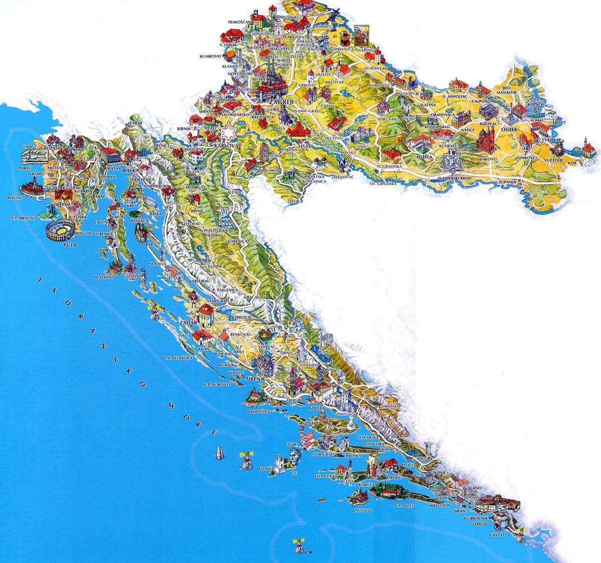 la croatie lieux à visiter, carte