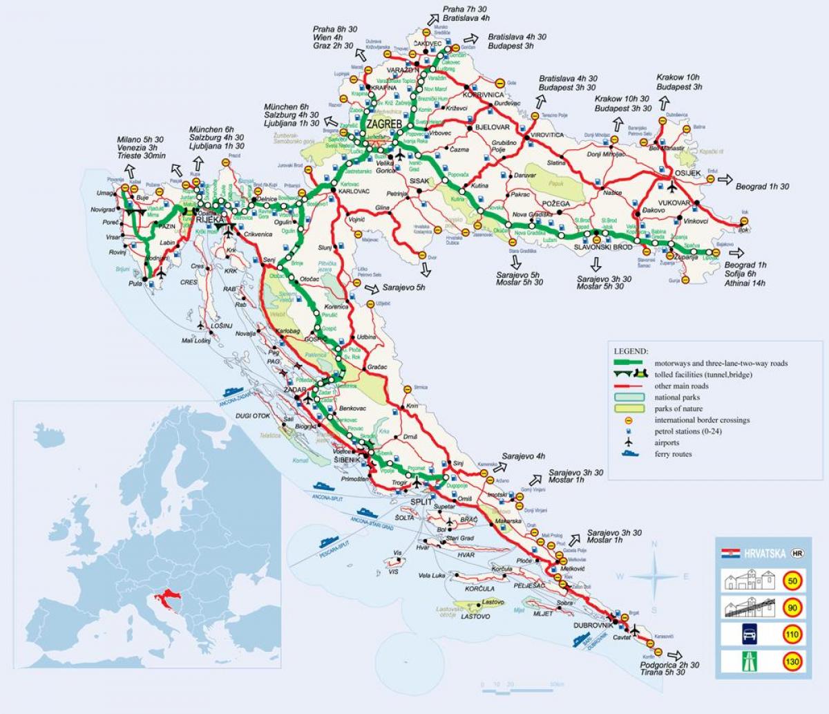 carte de la croatie train