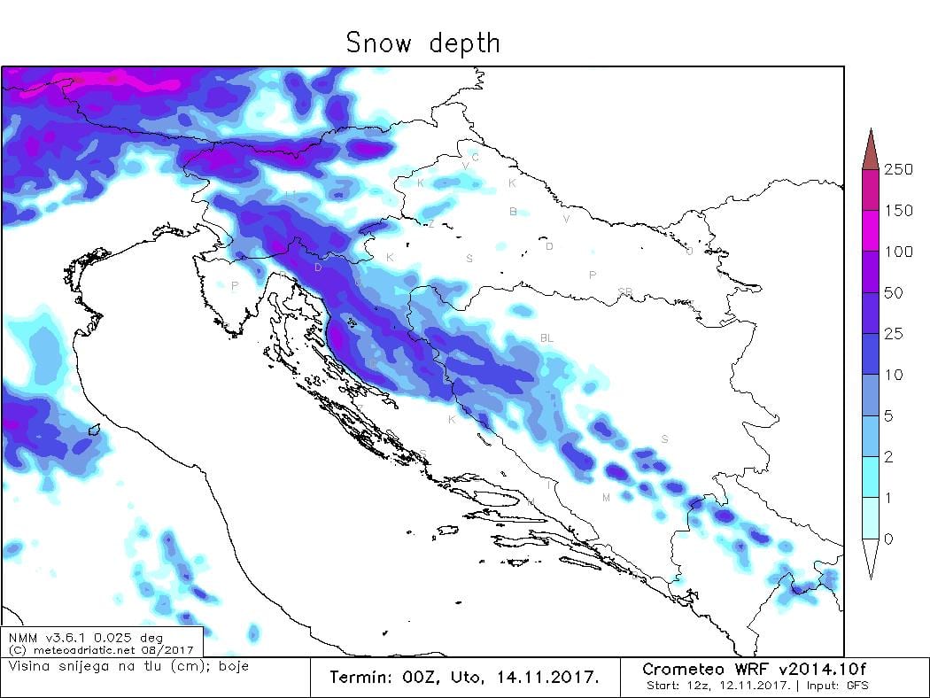 carte de la croatie radar