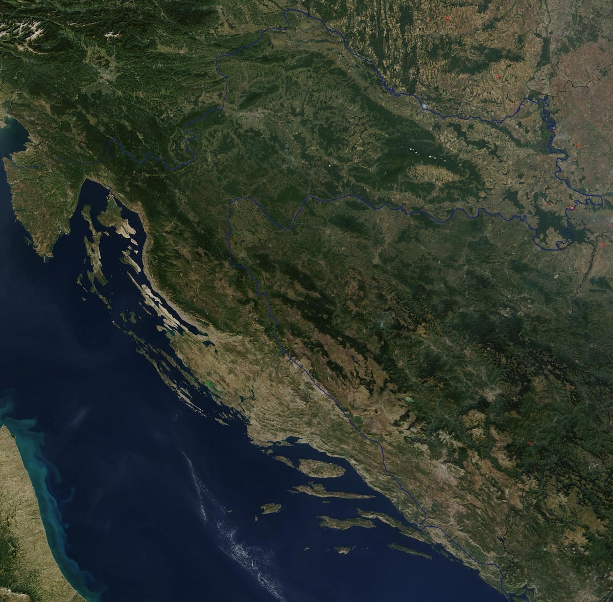 carte de la croatie par satellite