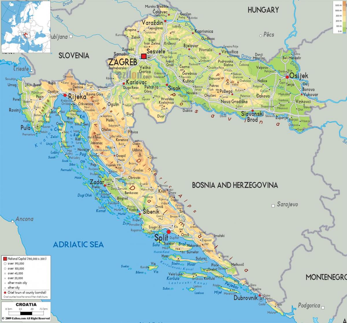 la croatie dans la carte