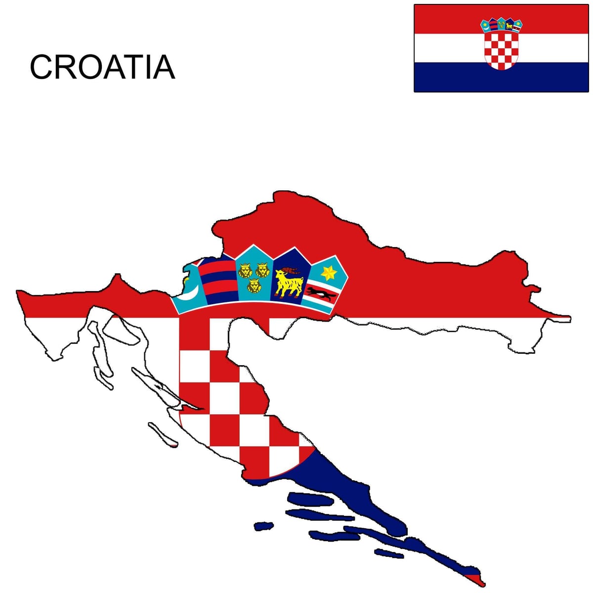 la croatie carte drapeau