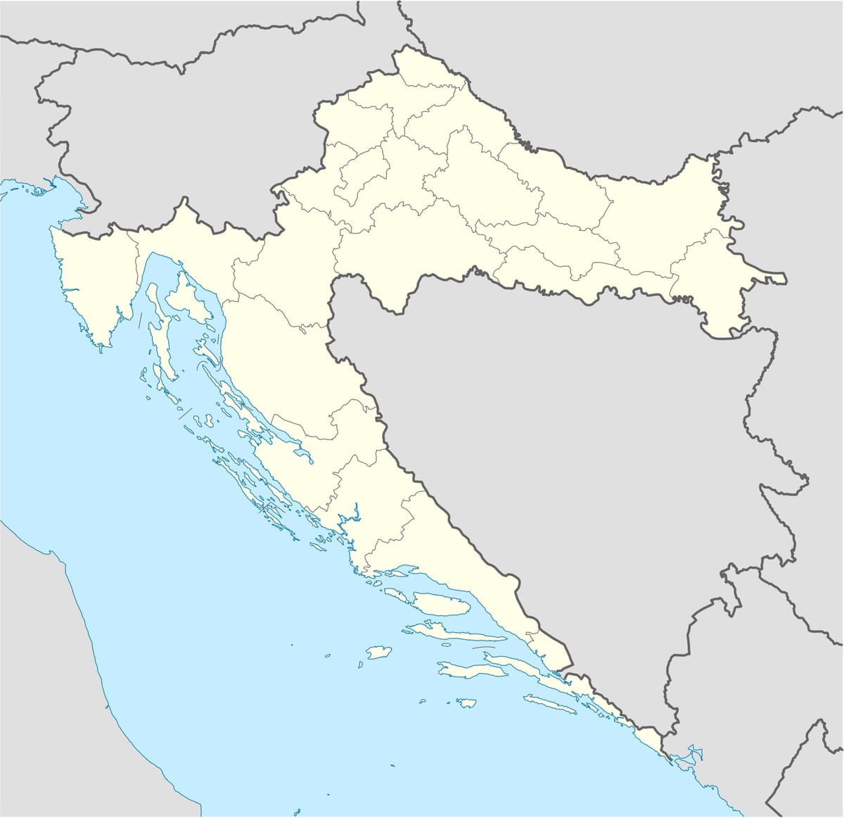 carte de la croatie en mode hors connexion