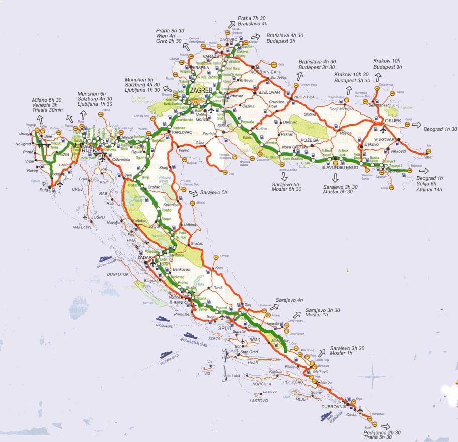 carte de la croatie voyage sur la route