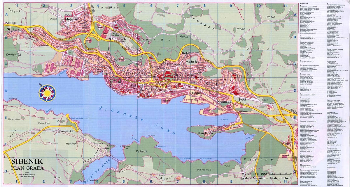 la carte de šibenik, croatie