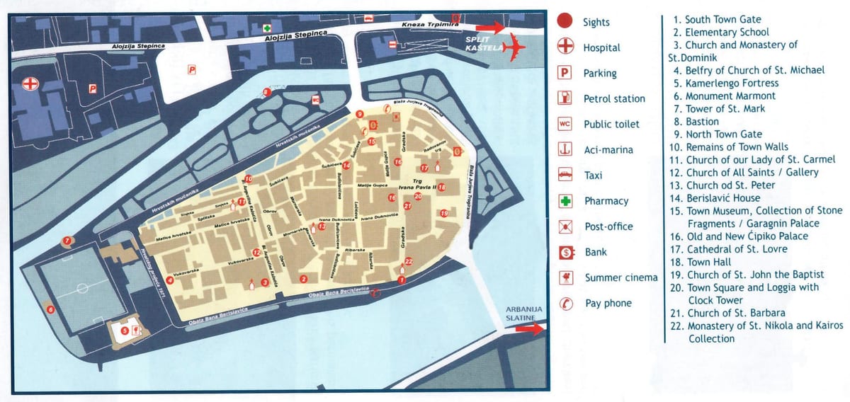 la croatie trogir carte