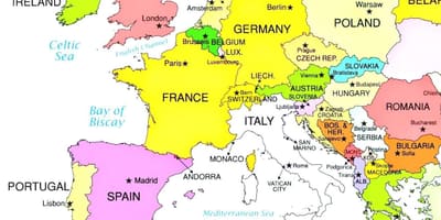 Carte de l'europe montrant la croatie