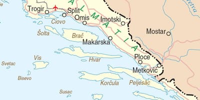 Carte du sud de la croatie