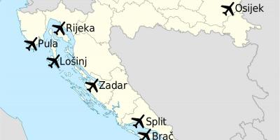 Carte de la croatie montrant les aéroports