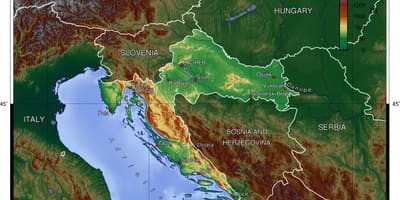 Carte de la croatie topographiques 