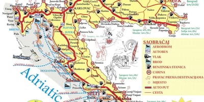La croatie, les destinations de vacances carte