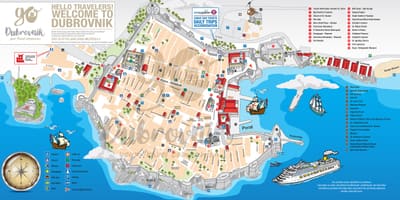 Carte de la vieille ville de dubrovnik en croatie
